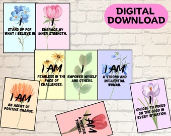 Tarjetas de Afirmaciones Empoderadoras para Mujeres: Amor Propio y Éxito (Descarga Digital)
