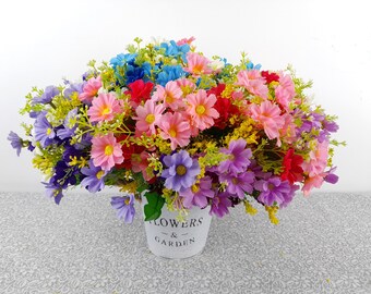 Artificial Flower Bouquet Spring Daisy Greenery Mix 24 Tall
