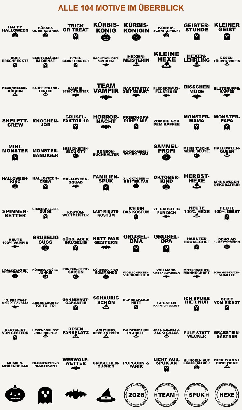 Halloween SVG Bundle German • 104 Halloween Sayings Plotter Files • Pumpkin, Ghost, Bat, Witch's Hat • Cricut Silhouette • Download image 4