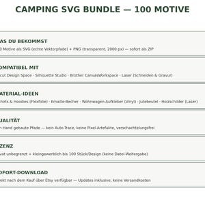 Camping SVG Bundle German • 100 Plotter Files Camper Sayings • Caravan Tent Campfire • Cricut Silhouette • Vanlife Grill Gift image 3