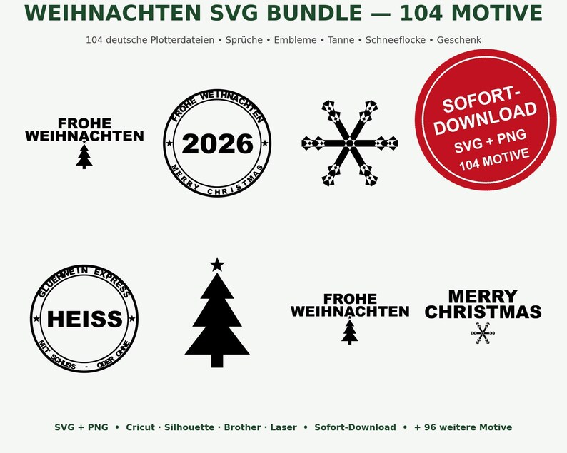 Christmas SVG Bundle German • 104 Plotter Files Christmas Sayings • Christmas Sweater Gift Tags • Cricut Silhouette • Download image 2