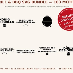 Grill SVG Bundle German • 103 BBQ Sayings Plotter Files • BBQ Apron Gift for Men • Cricut Silhouette • Charcoal Grill Bratwurst Download image 2