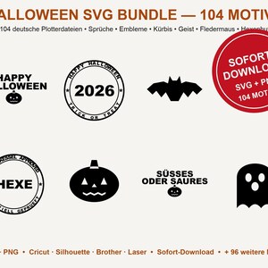 Halloween SVG Bundle German • 104 Halloween Sayings Plotter Files • Pumpkin, Ghost, Bat, Witch's Hat • Cricut Silhouette • Download image 2