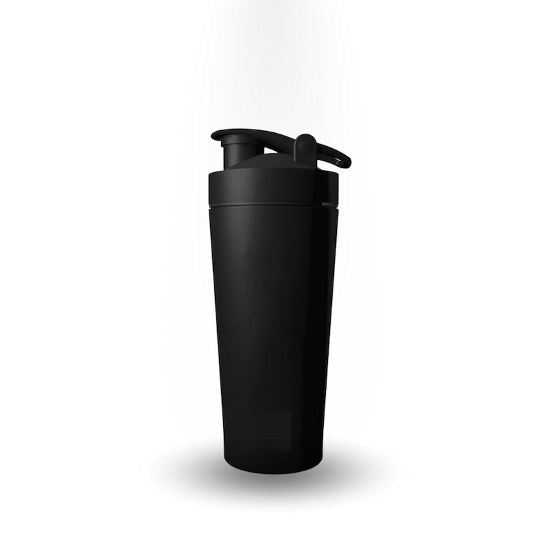 Personalized black gym shaker with laser engraving • Name or saying in silver • Gift for athletes, fitness coaches • Protein shaker image 4