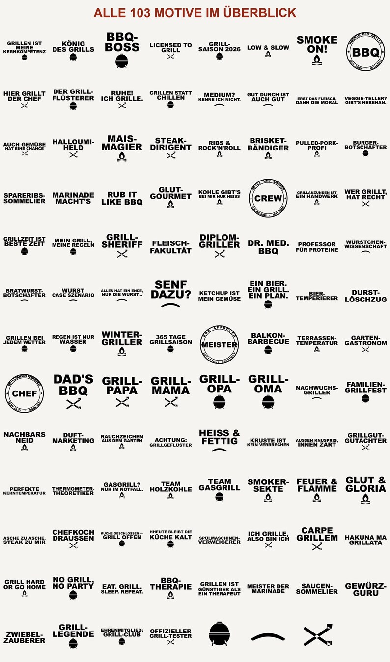 Grill SVG Bundle German • 103 BBQ Sayings Plotter Files • BBQ Apron Gift for Men • Cricut Silhouette • Charcoal Grill Bratwurst Download image 4