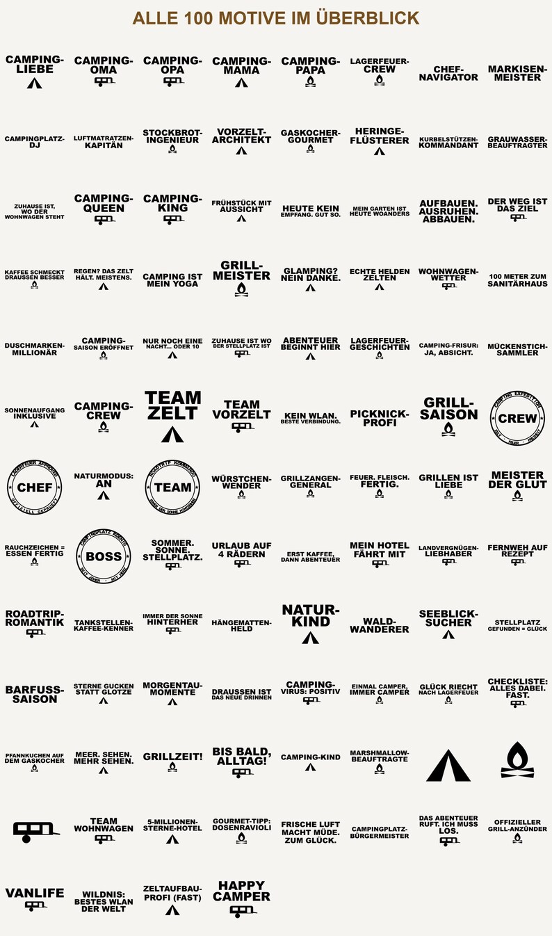 Camping SVG Bundle German • 100 Plotter Files Camper Sayings • Caravan Tent Campfire • Cricut Silhouette • Vanlife Grill Gift image 4