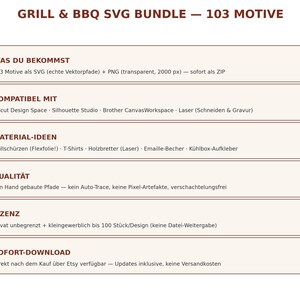 Grill SVG Bundle German • 103 BBQ Sayings Plotter Files • BBQ Apron Gift for Men • Cricut Silhouette • Charcoal Grill Bratwurst Download image 3