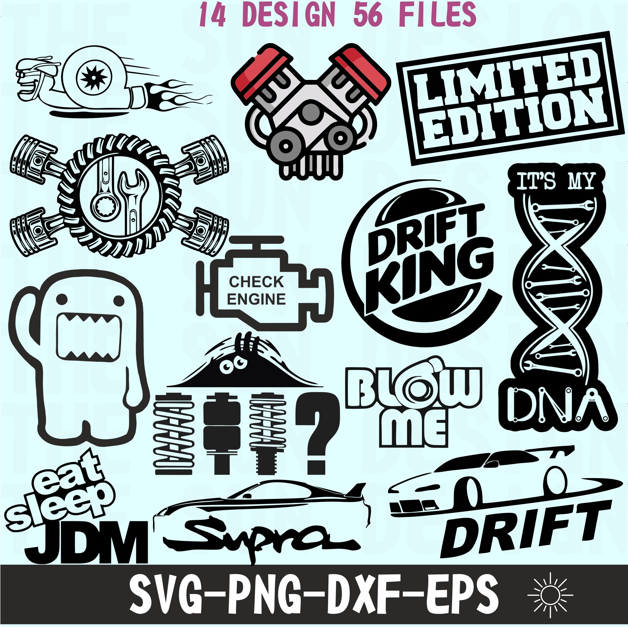 OwnTheAvenue JDM Sticker Variety Pack – 96 Mixed Car Decals, Funny Drift Race Graphics (5-3 Inches Each)
