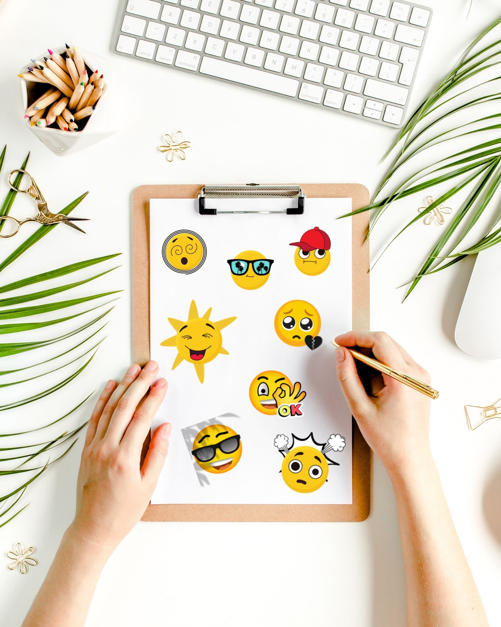 Emoji Stickers Sheet, Emoji Printable Stickers, Digital Printable ...