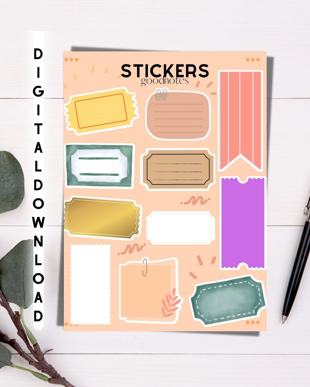 Notes Digital Stickers Sheets, Notes Pages, Digital Printable ...