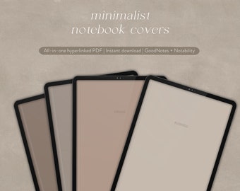 Capas minimalistas para cadernos digitais | GoodNotes e notabilidade | Planejador digital e capas de diário | Capas do planejador 2023 em cores neutras