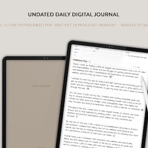 Undated Digital Daily Journal | Notebook Journal | Digital Diary | Portrait Mode | GoodNotes & Notability | Monday + Sunday Start