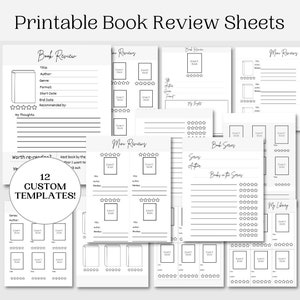 Book Review Sheets Printable | Reading Tracker Sheets | Easy Printable Book Tracker | Book Tracker Instant Download | Reading Journal Sheets