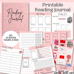 Red Reading Journal Printable | Reading Tracker | Easy Printable Book Tracker | Reading Journal Instant Download | Script Style Journal
