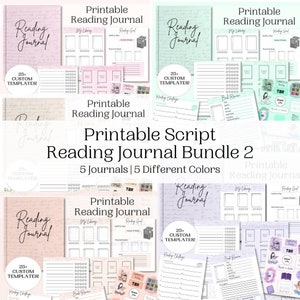 5 Reading Journal Bundle Printable | Script Journals | Reading Tracker | Easy Printable Book Tracker | Reading Journal Instant Download