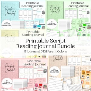5 Reading Journal Bundle Printable | Script Journals | Reading Tracker | Easy Printable Book Tracker | Reading Journal Instant Download