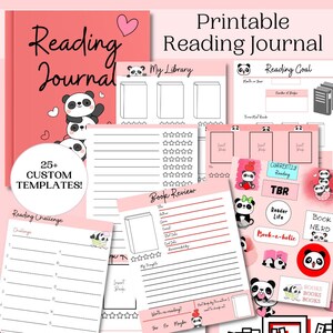 Cute Panda Reading Journal Printable | Reading Tracker | Easy Printable Book Tracker | Reading Journal Instant Download | Journal for Reader