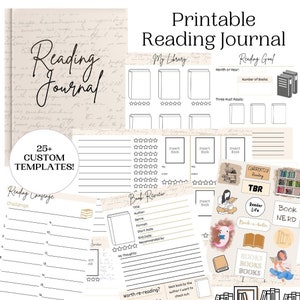 Beige Reading Journal Printable | Reading Tracker | Easy Printable Book Tracker | Reading Journal Instant Download | Script Style Journal