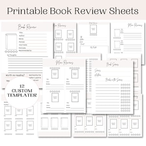 Book Review Sheets Printable | Reading Tracker Sheets | Easy Printable Book Tracker | Book Tracker Instant Download | Reading Journal Sheets
