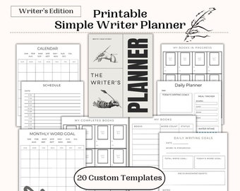 Simple Writer Planner Printable | Writing Planner | Digital Planner for Writers | Easy Printable Planner | Writing Tracker Instant Download