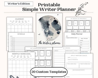 Simple Writer Planner Printable | Writing Planner | Digital Planner for Writers | Easy Printable Planner | Writing Tracker Instant Download