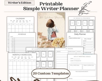 Simple Writer Planner Printable | Writing Planner | Digital Planner for Writers | Easy Printable Planner | Writing Tracker Instant Download