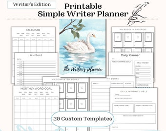 Simple Writer Planner Printable | Writing Planner | Digital Planner for Writers | Easy Printable Planner | Writing Tracker Instant Download