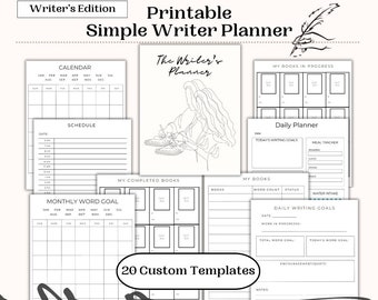 Simple Writer Planner Printable | Writing Planner | Digital Planner for Writers | Easy Printable Planner | Writing Tracker Instant Download