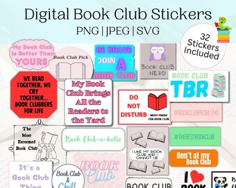 Book Club Stickers | 32 Designs for Readers (Digital Download)