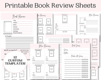 Book Review Sheets Printable | Reading Tracker Sheets | Easy Printable Book Tracker | Book Tracker Instant Download | Reading Journal Sheets