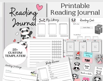 Cute Panda Reading Journal Printable | Reading Tracker | Easy Printable Book Tracker | Reading Journal Instant Download | Journal for Reader