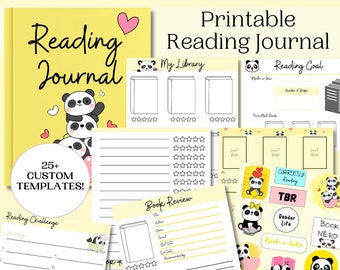 Cute Panda Reading Journal Printable | Reading Tracker | Easy Printable Book Tracker | Reading Journal Instant Download | Journal for Reader