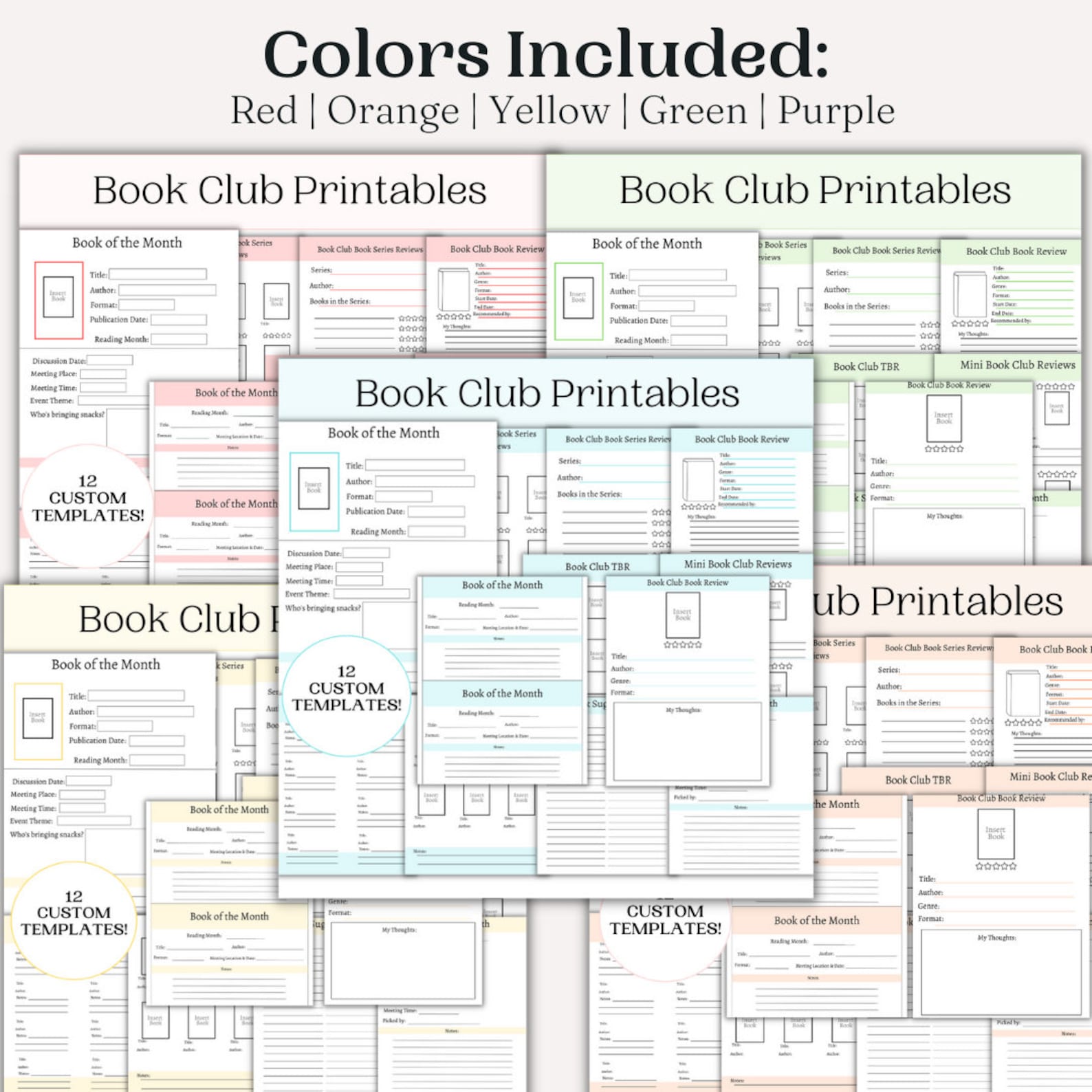 5 Book Club Sheets Bundle Printable | Reading Tracker Sheets | Easy ...