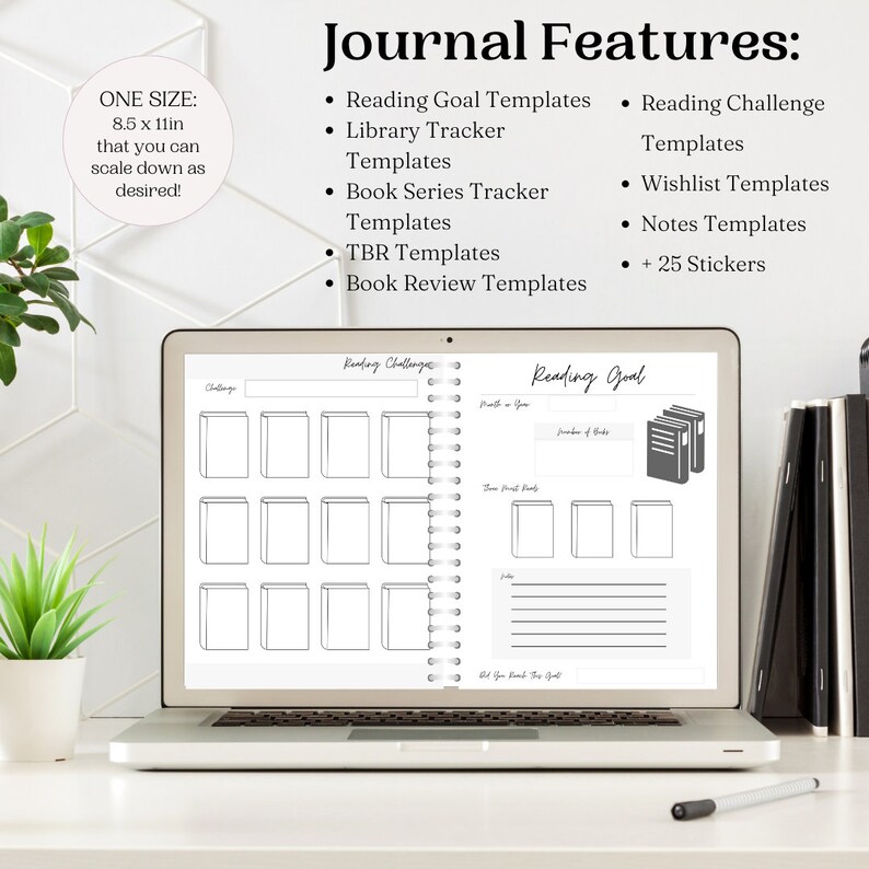 5 Classic Reading Journal Bundle Printable Reading Tracker Easy Printable Book Tracker Reading Journal Instant Download Reader Book image 3