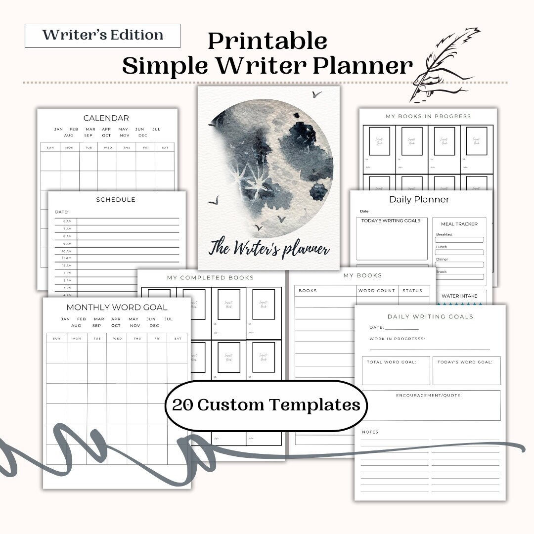 Simple Writer Planner Printable | Writing Planner | Digital Planner for ...