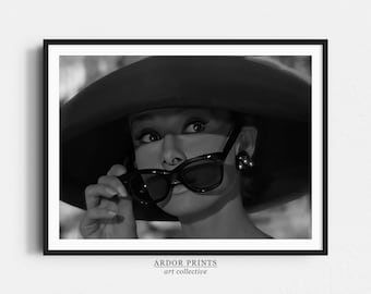 Audrey Hepburn Print: Black and White Old Hollywood Wall Art (Digital Download)