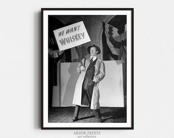 Vintage Prohibition Print: "We Want Whiskey" Speakeasy Decor (Digital Download)