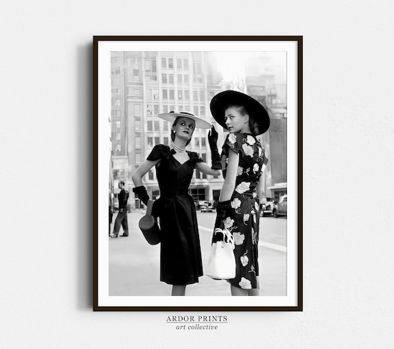1940s Fashion Print: Retro Fashion Feminist Decor - Black & White