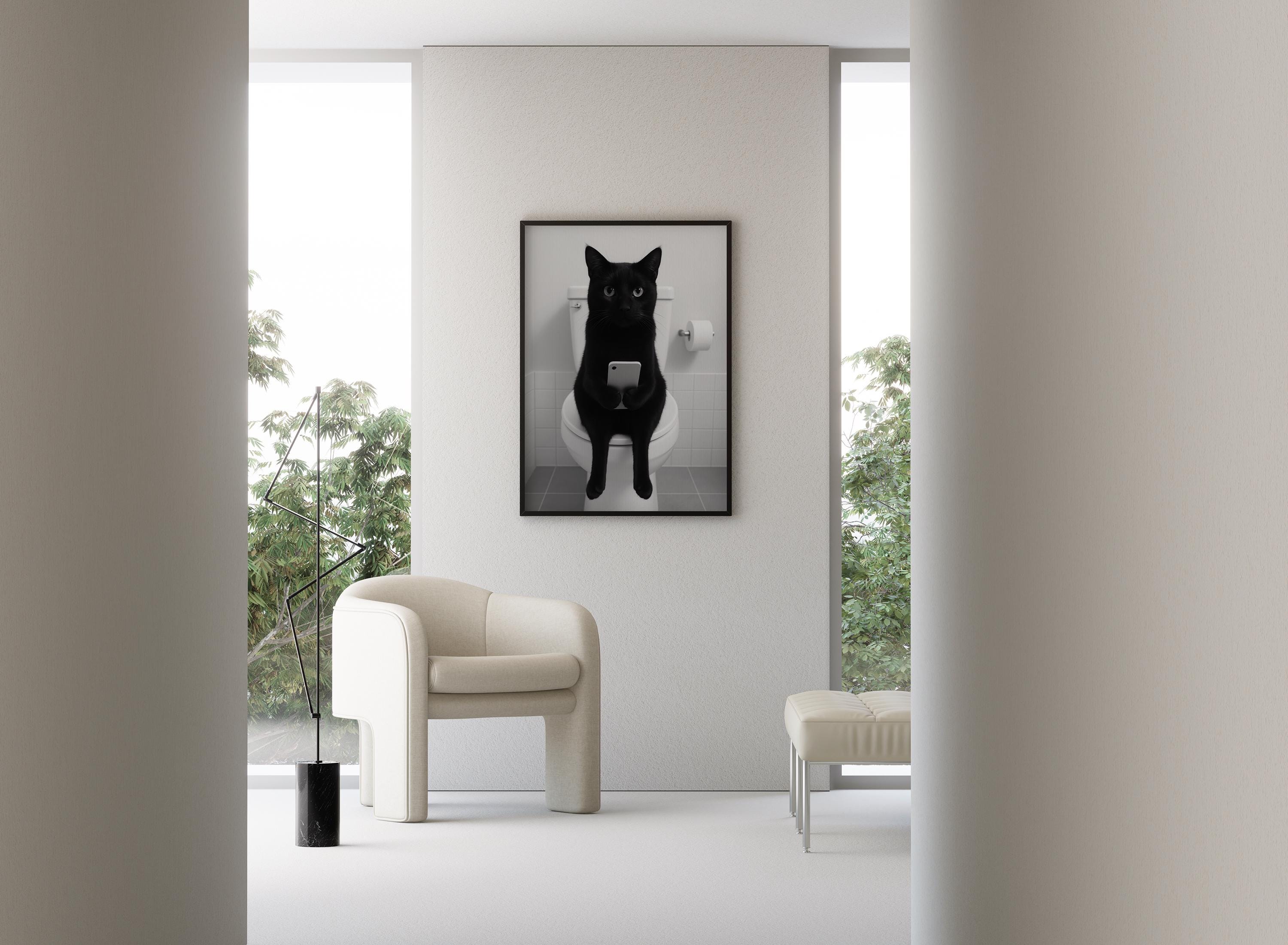 TOPYUN Cartello Metallo Vintage Per Bagno - Gatto Nero Che Si Lava Le Zampe, Decorazione Da Parete Retrò, 20x30 Cm, C47