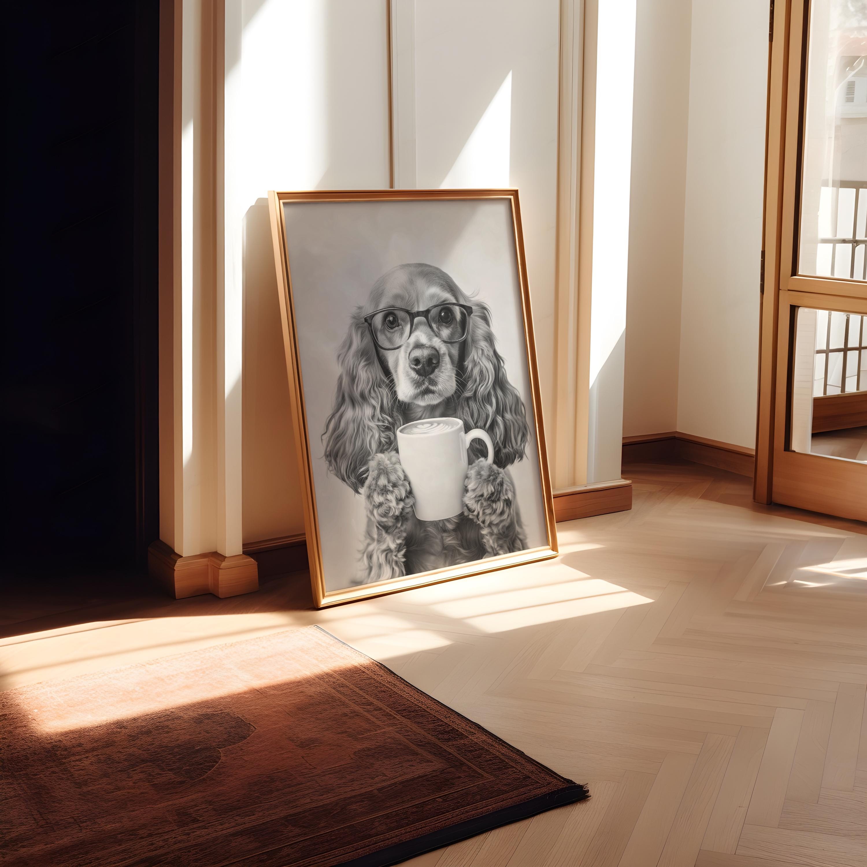 Cocker Spaniel Coffee Print: Coffee Bar Decor, Funny Dog Poster ...