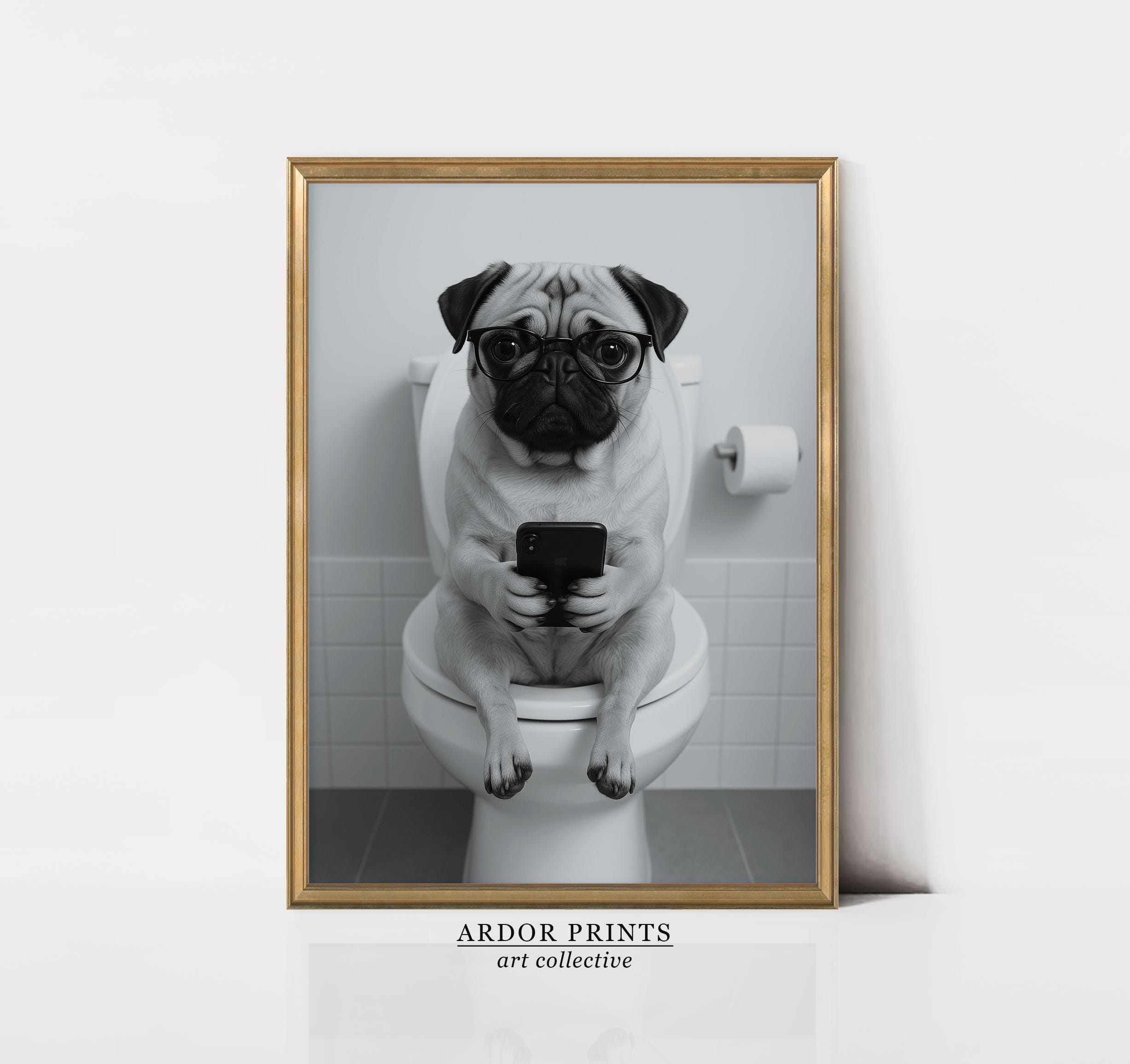 Funny Pug Dog Metal Sign – “Are You Pooping?” Bathroom Wall Decor, 8x12 Inches