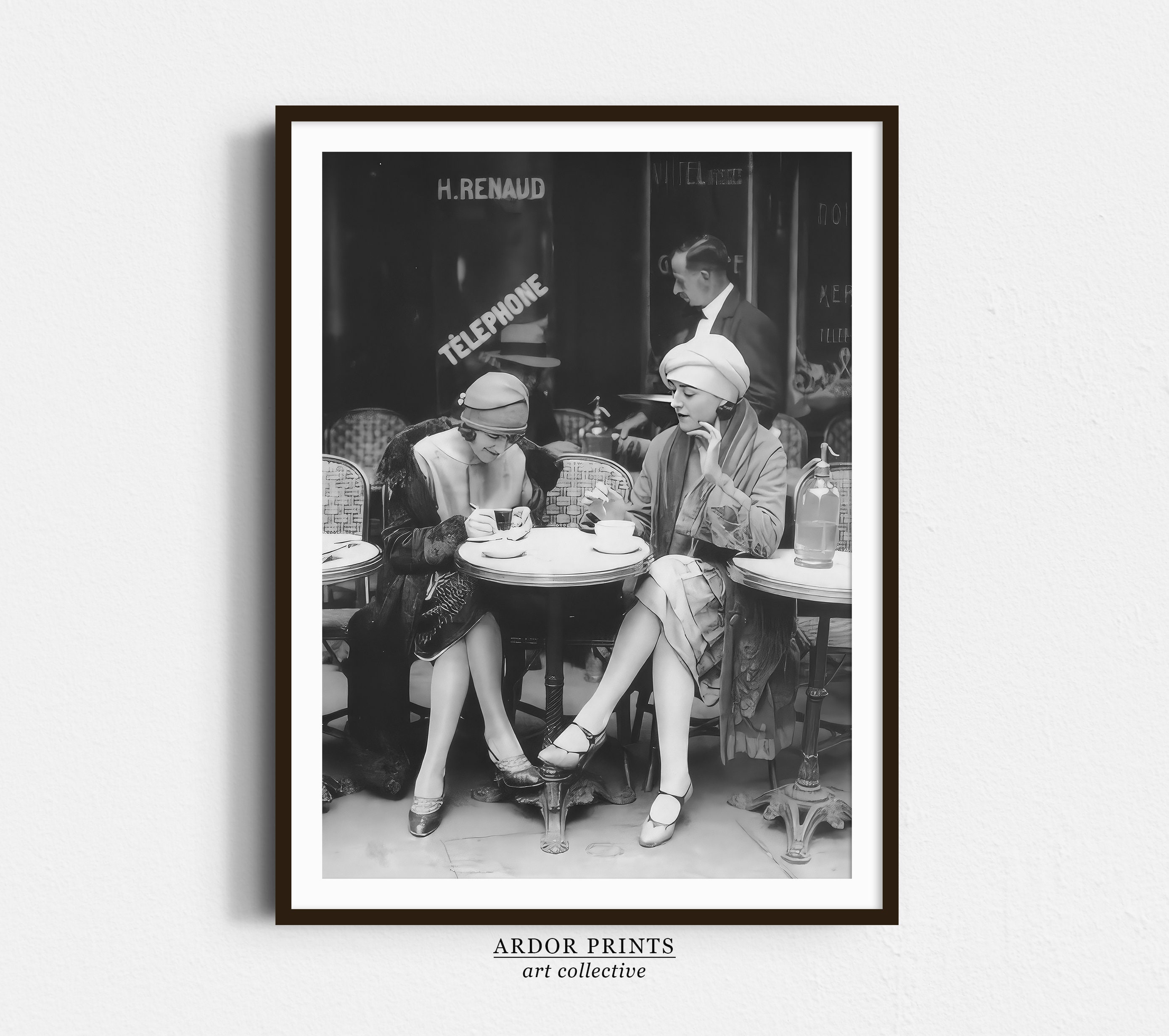 Vintage Paris Cafe Print: 1920s French Women Poster, Coffee Bar