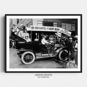 I Want Beer Wall Art, Beer Protest Poster, Alcohol Prohibition 1920s, Black and White Print, Vintage Wall Art, Man Cave Wall Decor