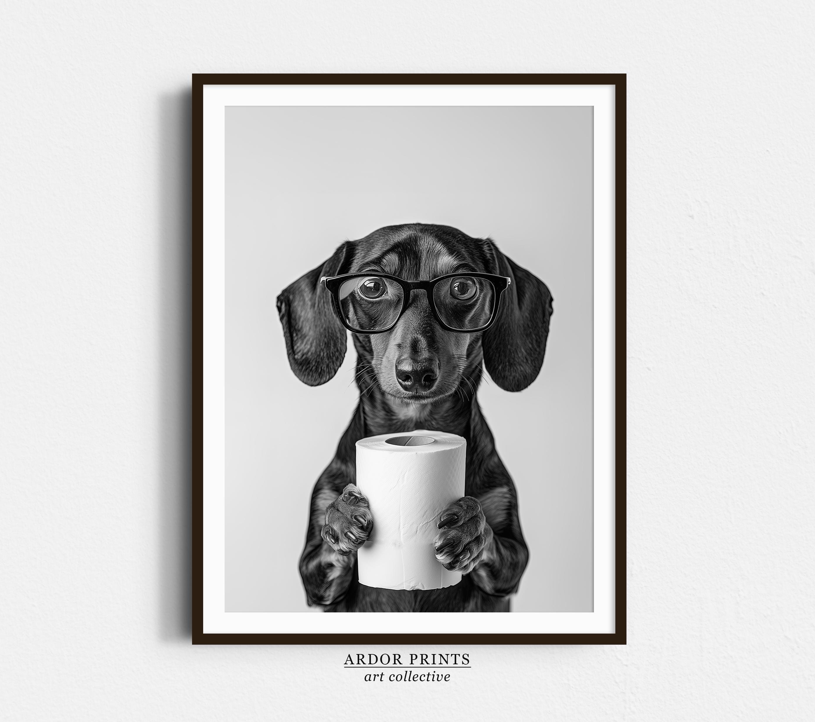 Targa Decorativa In Latta Per Bagno | Motivo Cane Bassotto | 20,3x30,5 Cm | Vintage Con Fori E Adesivi Per Parete