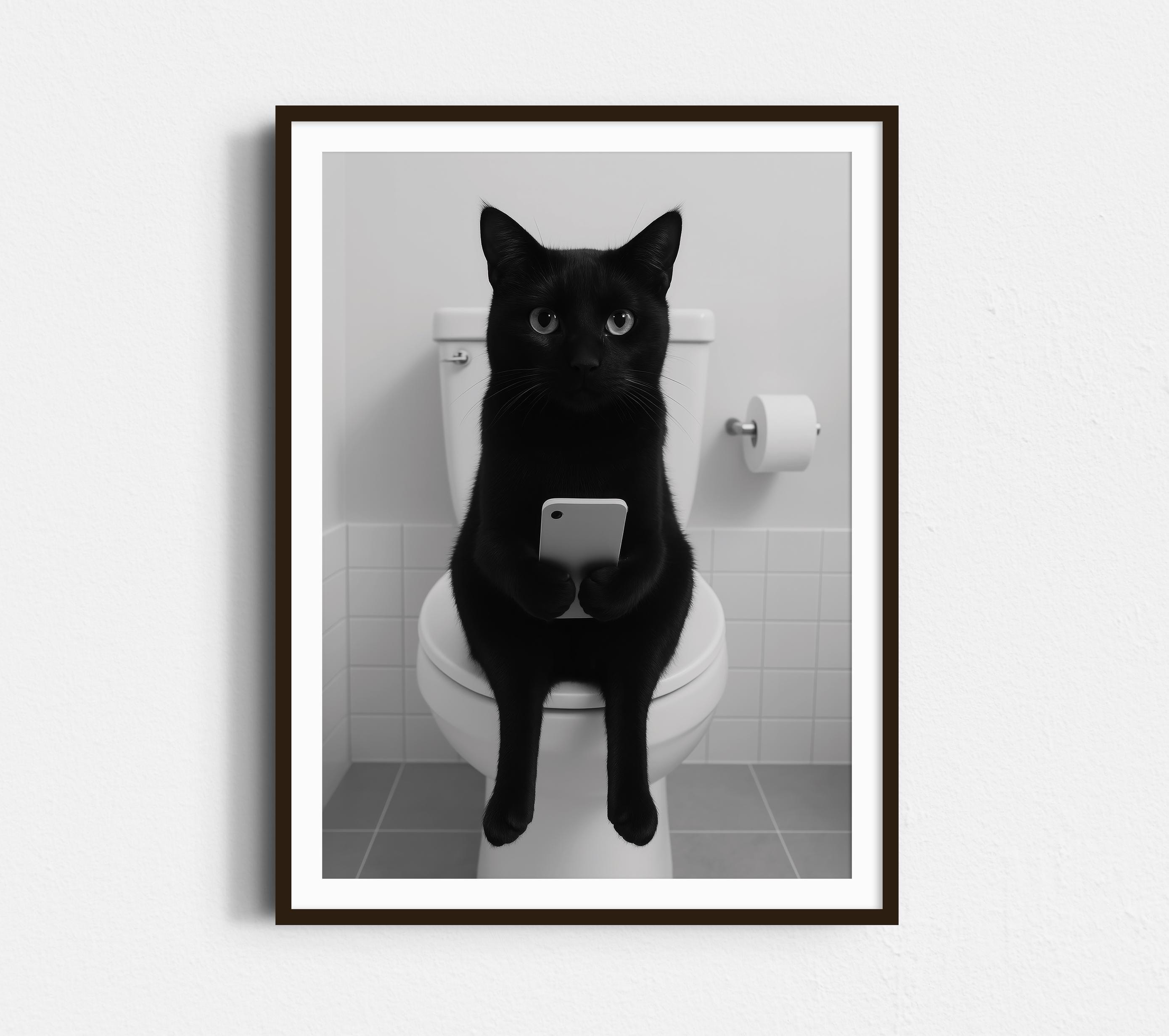 Stampa artistica da parete con gatto nero, divertente