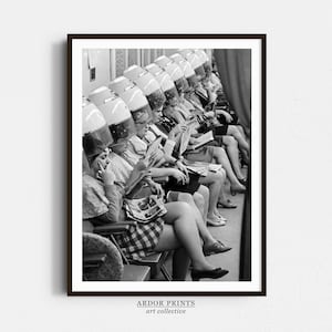 Vintage Hair Salon Wall Art: Beauty Spa Salon Decor, Black and White Print, 1960s Vintage Poster - Retro Hairstylist Wall Decor