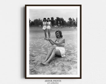 Vintage 1940s Beach Photo Print: Funny Retro Wall Art (Digital Download)