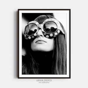 Chic Woman with Sunglasses Art Print: Vintage Fashion Photo (Digital Download)