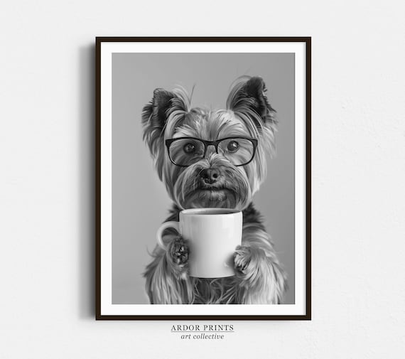Yorkie Coffee Print: Funny Yorkshire Terrier Poster (Digital Download)