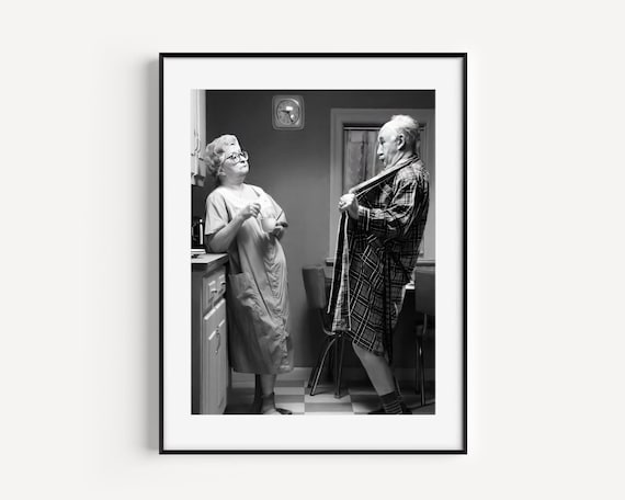 Grandpa Flashing Nana Print: Funny Retro Decor, Vintage Humor